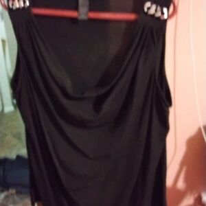 Ashley Stewart Black Top with Chain Accents